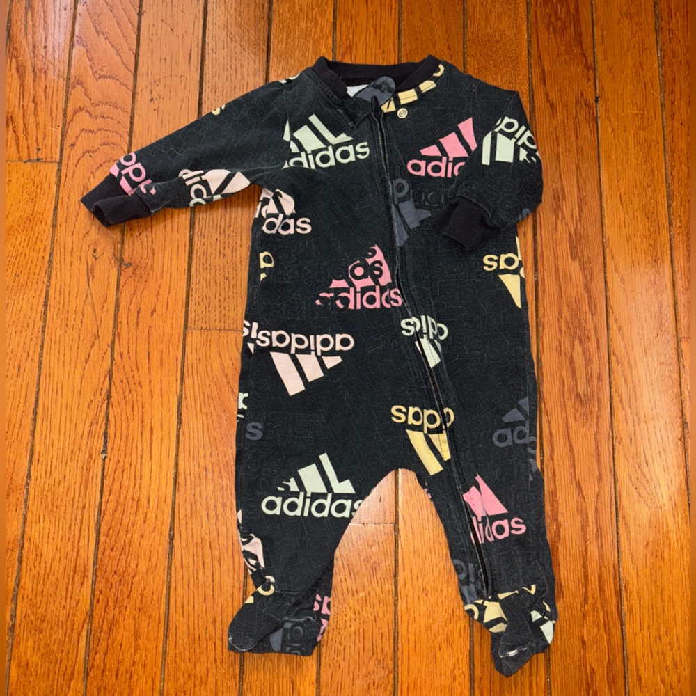 Adidas Kids Footie - Black with Colorful Logos
